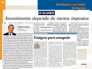 Destaques na mídia:
         Editoriais




                  27
 