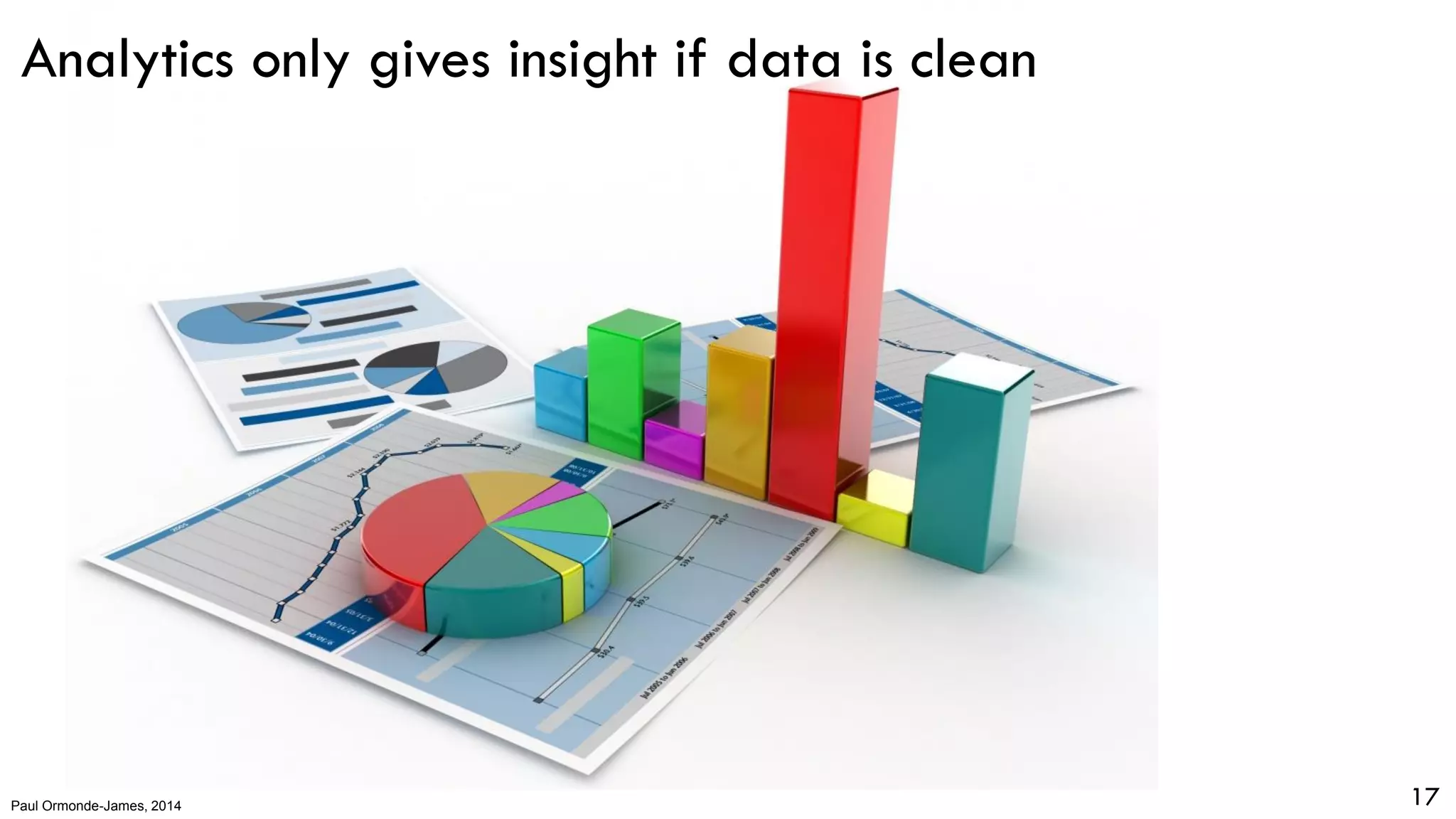 Paul Ormonde-James, 2014
Analytics only gives insight if data is clean
17
 
