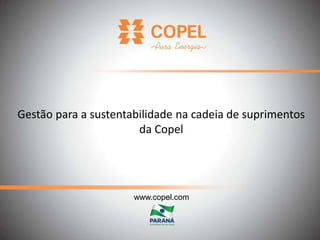 www.copel.com
Gestão para a sustentabilidade na cadeia de suprimentos
da Copel
 