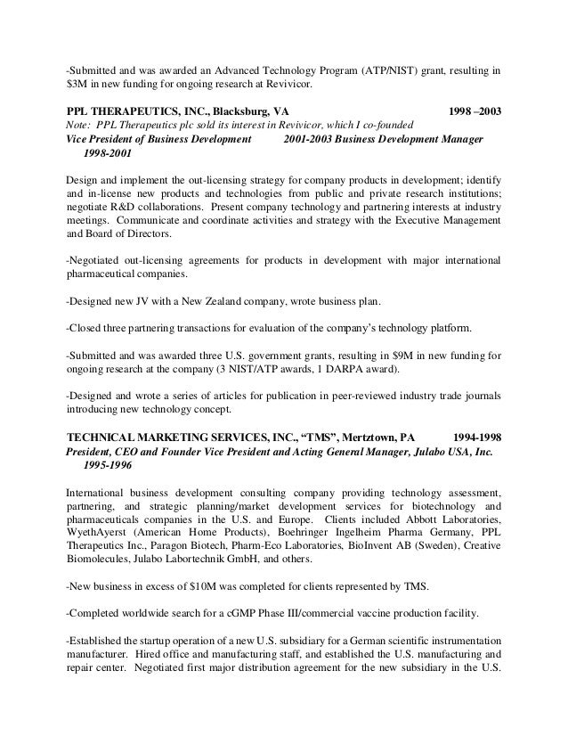 business development resume template