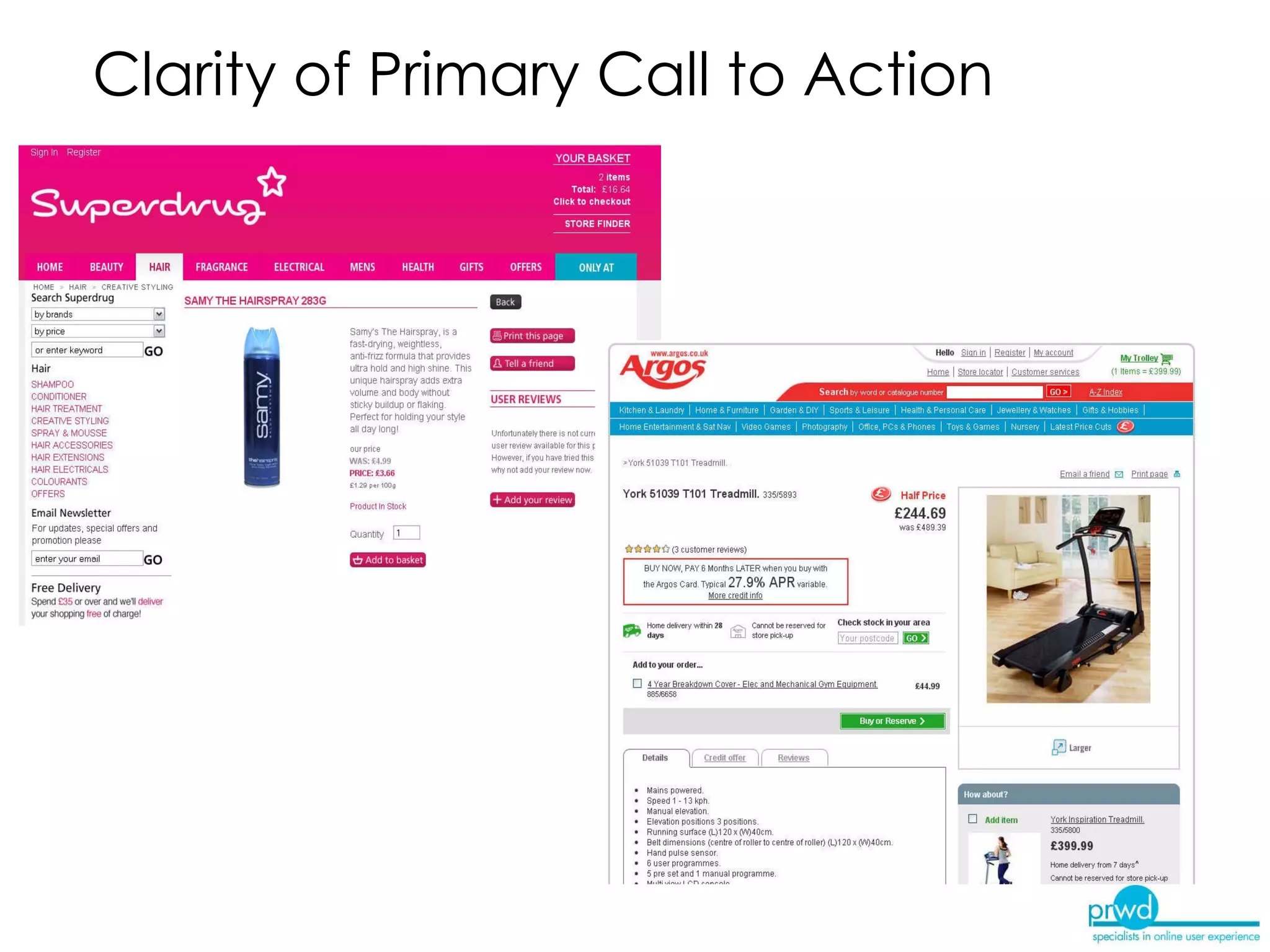 v Clarity of Primary Call to Action 