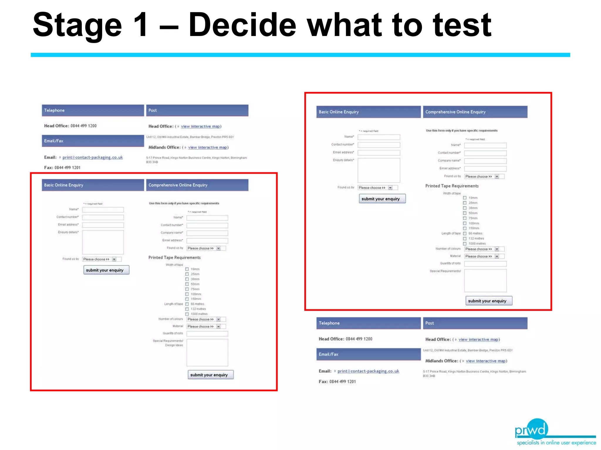 Stage 1 – Decide what to test 