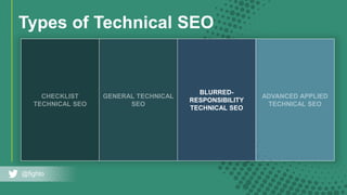 @fighto
TECHNICAL
SEO
Advanced, Applied
Examples:
• SEO testing
• Adoption of new technologies that effect search
(potenti...