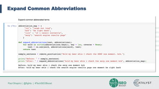 Paul Shapiro | @fighto | #TechSEOBoost
Expand Common Abbreviations
 