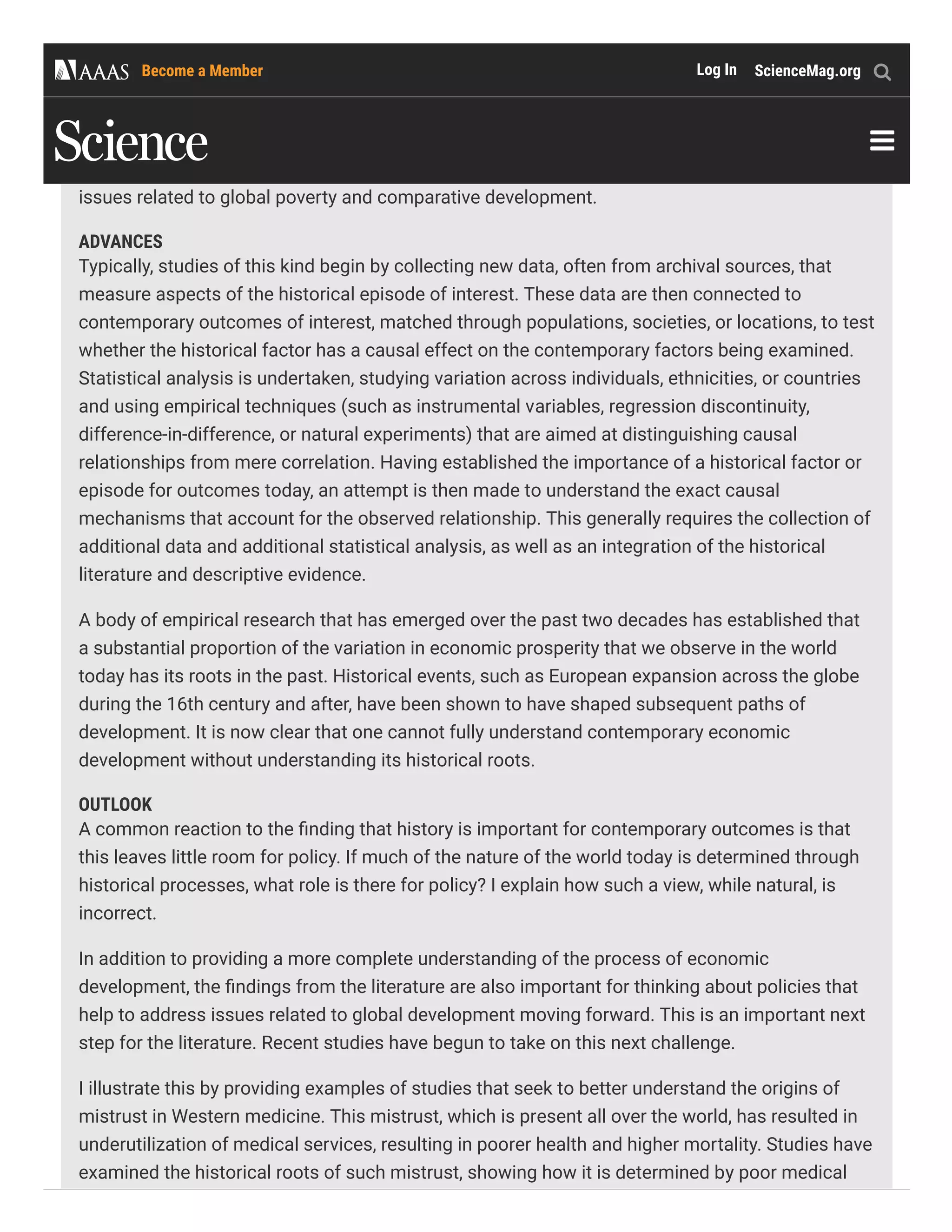 The historical roots of economic development | PDF