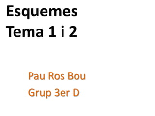Esquemes
Tema 1 i 2
Pau Ros Bou
Grup 3er D

 