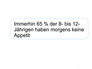 Immerhin 65 % der 8- bis 12-Jährigen haben morgens keine Appetit 