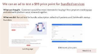 We ran an ad to test a $99 price point for bundled services
What we thought: Customers would be most interested in buying ...