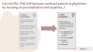 Week 2
Can we FILL THE GAP between confused patients & physicians
by focusing on personalization and expertise…?
PAUSE emp...