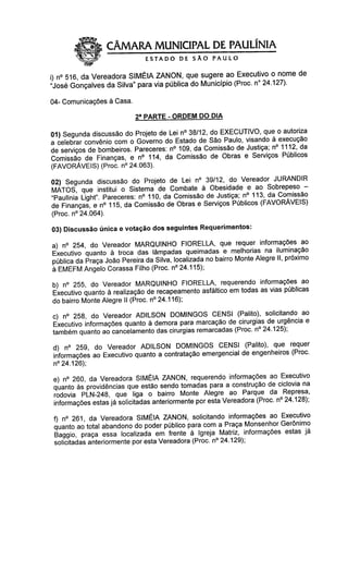 Pauta da 19ª sessão 