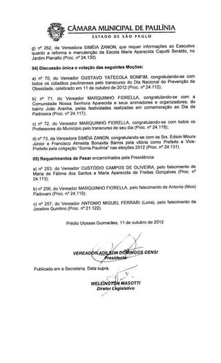 Pauta da 19ª sessão 