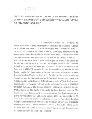 Pauta de Reivindicações dos Servidores do Judiciário de São Paulo 2013