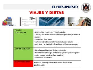 EL PRESUPUESTO
VIAJES Y DIETAS
 