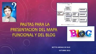 BETTYS ARENAS DE RUIZ
OCTUBRE 2013
PAUTAS PARA LA
PRESENTACION DEL MAPA
FUNCIONAL Y DEL BLOG
 