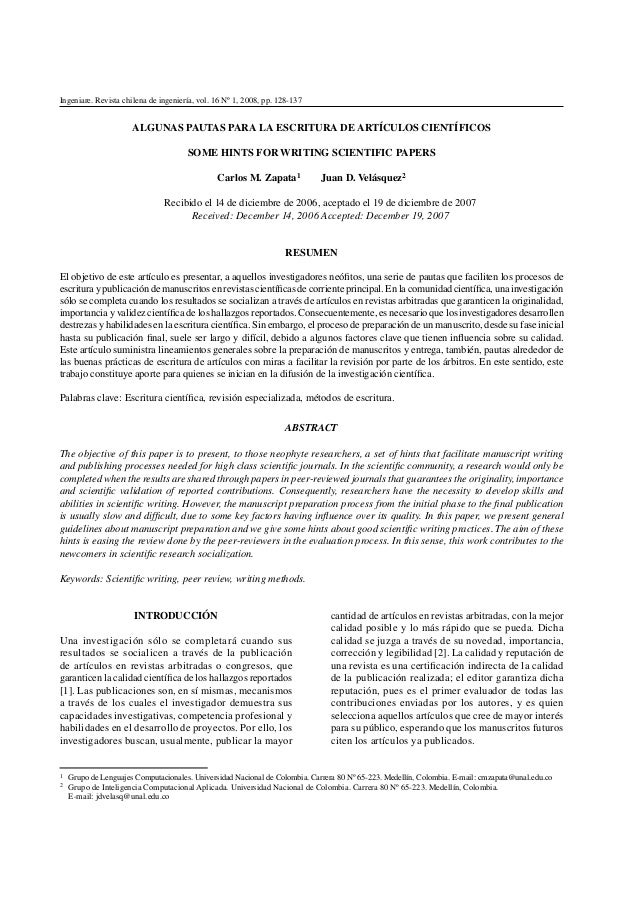Pautas para redactar articulos cientificos Pautas para redactar articulos cientificos
