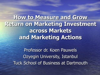 How to Measure and Grow Return on Marketing Investment across Markets and Marketing Actions Professor dr. Koen Pauwels Ozyegin University, Istanbul Tuck School of Business at Dartmouth 