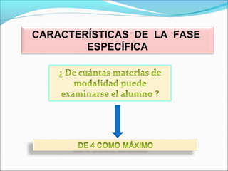 CARACTERÍSTICAS DE LA FASE
ESPECÍFICA
 