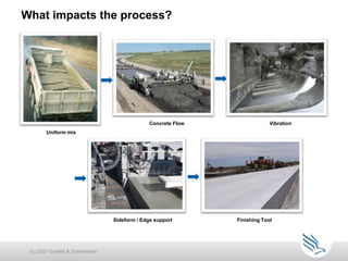 What impacts the process?
Uniform mix
Vibration
Concrete Flow
Sideform / Edge support Finishing Tool
(c) 2021 Guntert & Zimmerman
 