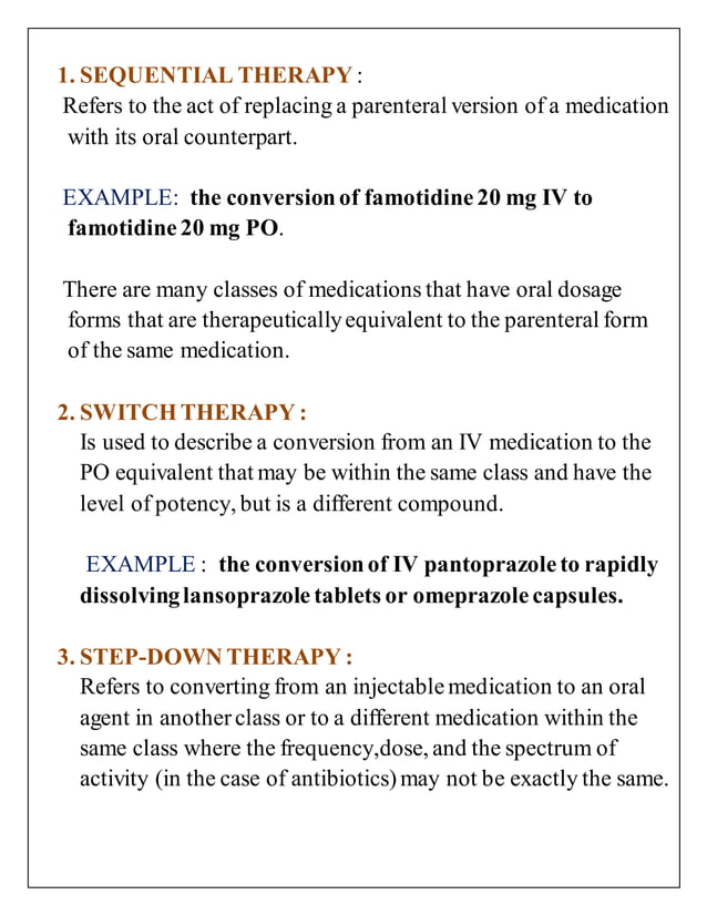 conversion from INTRAVENOUS TO ORAL DOSING design of dosage regimen