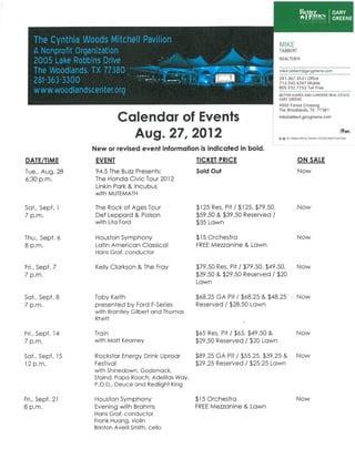 Pavilion schedule