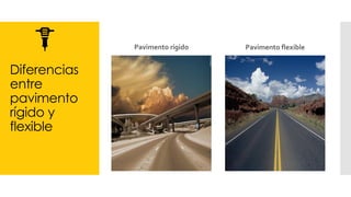 Diferencias
entre
pavimento
rígido y
flexible
Pavimento rígido Pavimento flexible
 