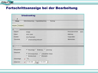 Fortschrittsanzeige bei der Bearbeitung




                                          19
 