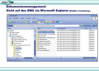 Dokumentenmanagement:  Sicht auf das DMS via Microsoft Explorer  (WebDav Verbindung ) 