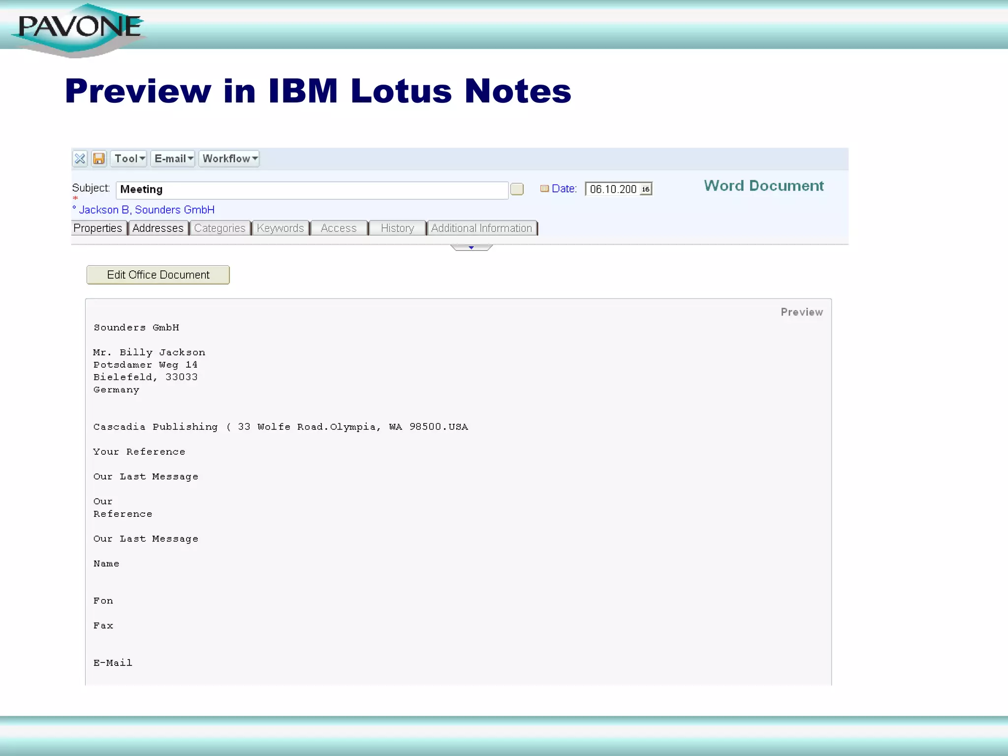 Preview in IBM Lotus Notes
 
