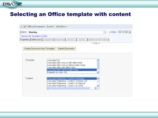 Selecting an Office template with content
 