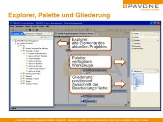 Explorer, Palette und Gliederung 