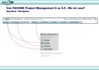 Von PAVONE Project Management 9 zu 9.5 - Wo ist was? Standard - Navigator Alte Navigationsstruktur - Standard - 
