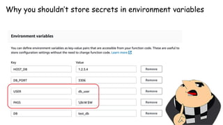 www.securing.pl
• test
Why you shouldn’t store secrets in environment variables
 