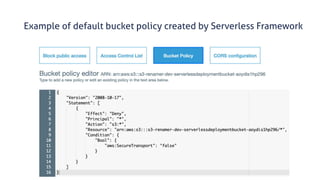www.securing.pl
• test
Example of default bucket policy created by Serverless Framework
 