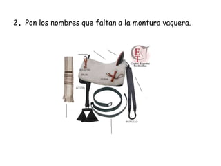 . Pon los nombres que faltan a la montura vaquera.

2

 