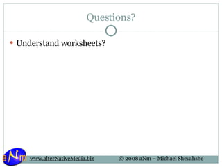 Questions? Understand worksheets? 