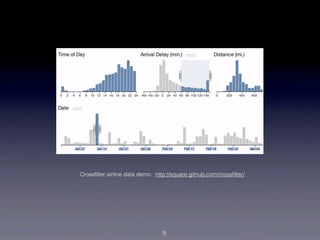Crossﬁlter airline data demo: http://square.github.com/crossﬁlter/




                                 9
 