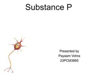Substance P
Presented by
Payaam Vohra
23PCM3895
 
