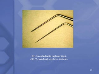 DG-16 endodontic explorer (top),
CK-17 endodontic explorer (bottom).
25
 