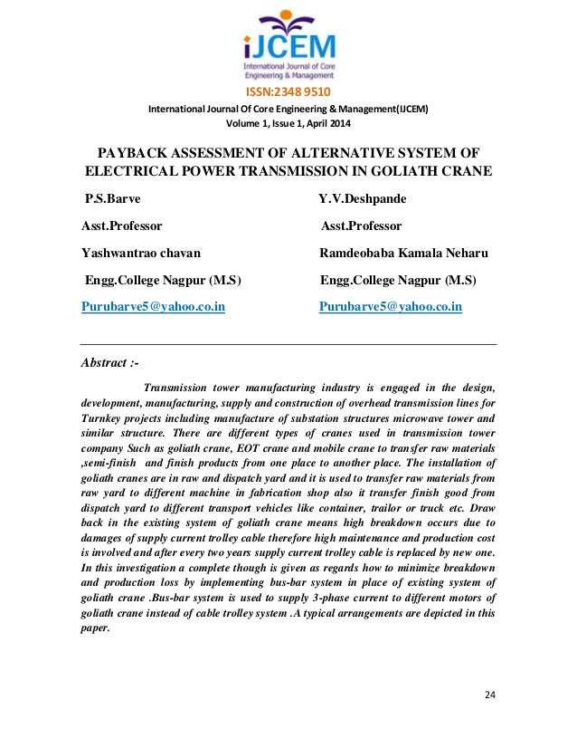 Payback Assessment Of Alternative System Of Electrical