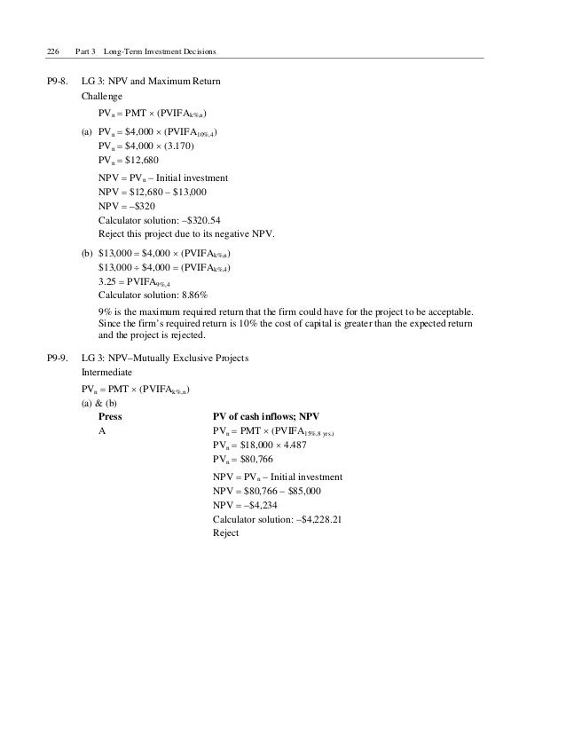 Pay Back Period chapter Solution To Problems 