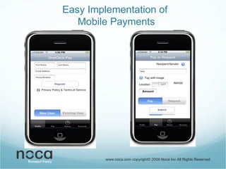 Easy Implementation of  Mobile Payments www.noca.com copyright© 2009 Noca Inc All Rights Reserved 