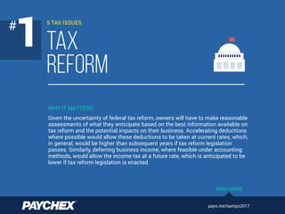 Given the uncertainty of federal tax reform, owners will have to make reasonable
assessments of what they anticipate based...
