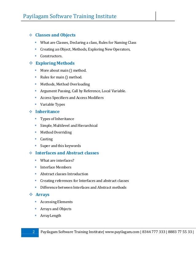 core java syllabus