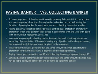 • To make payments of the cheque & to collect money &deposit it into the account
are two compulsory functions for any bank...