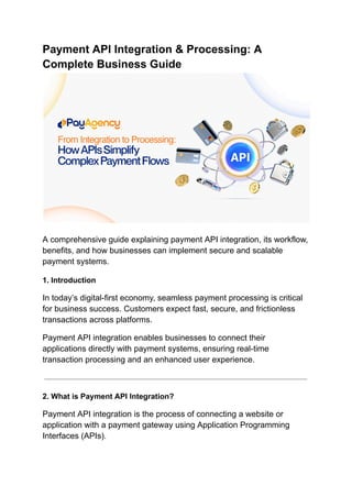Payment API Integration & Processing_ A Complete Business Guide. | PDF