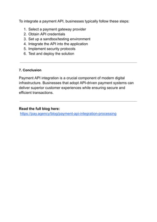 Payment API Integration & Processing_ A Complete Business Guide. | PDF
