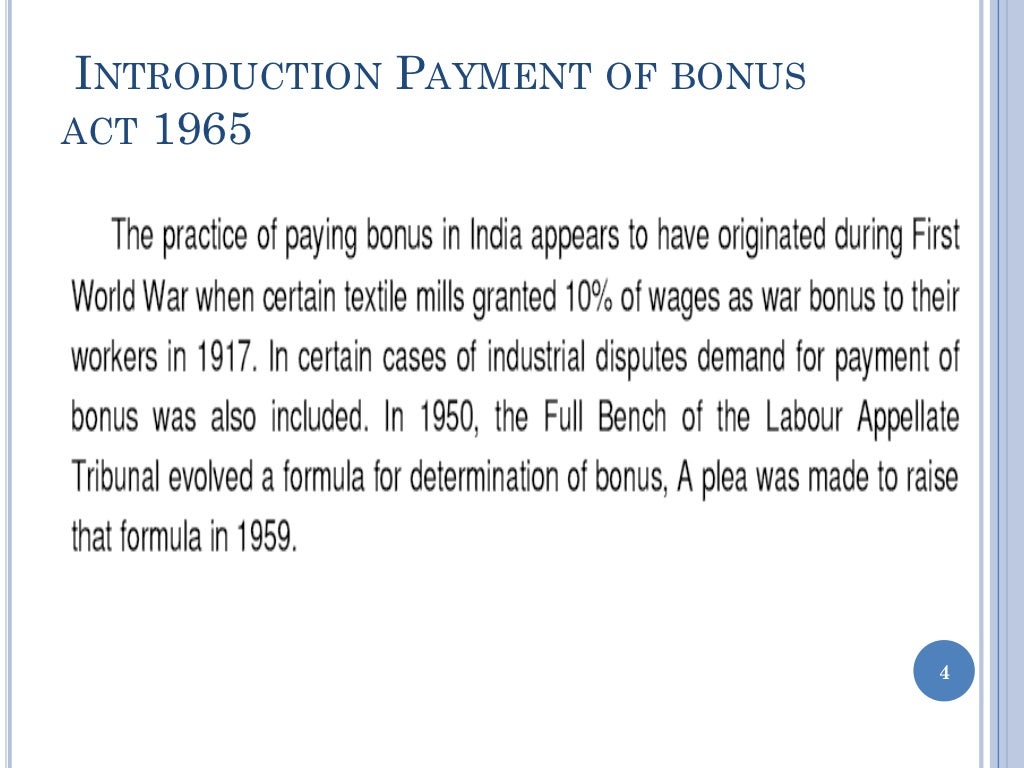 Payment of bonus act 1965