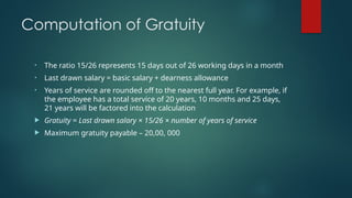 Gratuity Examples PAYMENT OF GRATUITY ACT labour law two very imp | PPTX