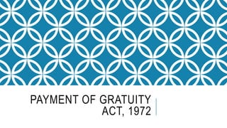 PAYMENT OF GRATUITY
ACT, 1972
 
