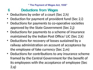 Operatives Wages Register Payment of wages Act detailed with sections | PPTX